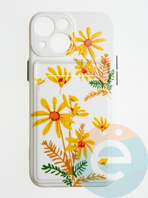 Накладка силиконовая Summer с кардхолдером для Apple iPhone 13 Mini бежевая - фото 58853