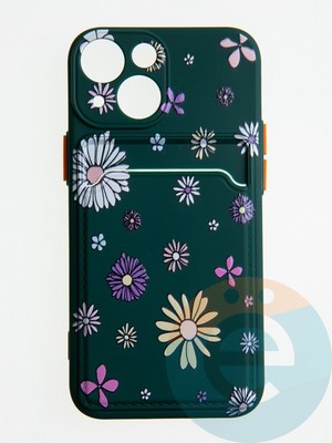 Накладка силиконовая Summer с кардхолдером для Apple iPhone 13 Mini зеленая - фото 58855