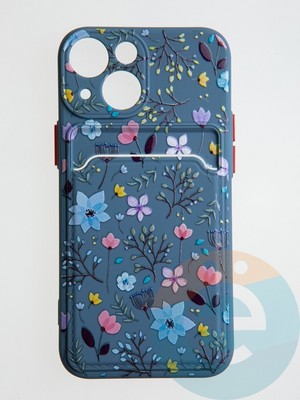 Накладка силиконовая Summer с кардхолдером для Apple iPhone 13 Mini синяя - фото 58859