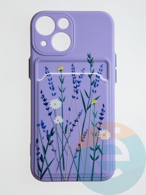 Накладка силиконовая Summer с кардхолдером для Apple iPhone 13 Mini сиреневая - фото 58861