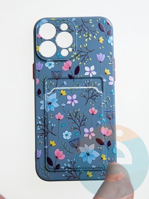 Накладка силиконовая Summer с кардхолдером для Apple iPhone 13 Pro Max синяя - фото 58867