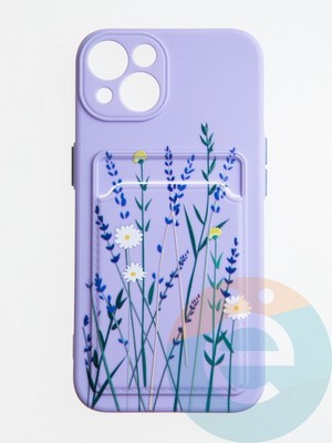 Накладка силиконовая Summer с кардхолдером для Apple iPhone 13 сиреневая - фото 58889