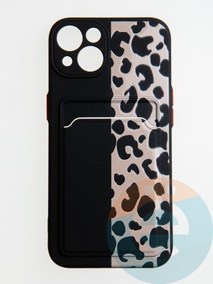 Накладка силиконовая Summer с кардхолдером для Apple iPhone 13 черная - фото 58891