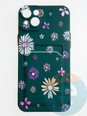 Накладка силиконовая Summer с кардхолдером для Apple iPhone 14 Plus зеленая - фото 58894
