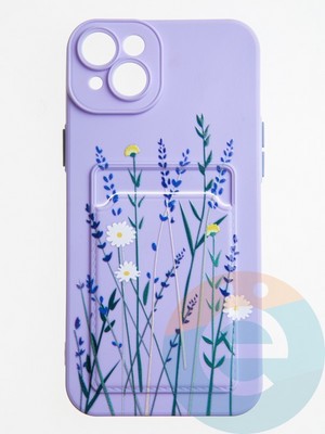 Накладка силиконовая Summer с кардхолдером для Apple iPhone 14 Plus сиреневая - фото 58898