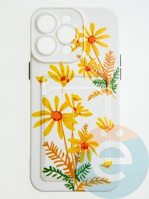 Накладка силиконовая Summer с кардхолдером для Apple iPhone 14 Pro Max бежевая - фото 58902