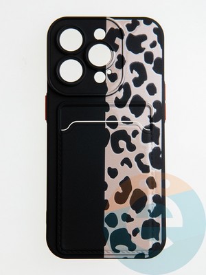 Накладка силиконовая Summer с кардхолдером для Apple iPhone 14 Pro черная - фото 58919