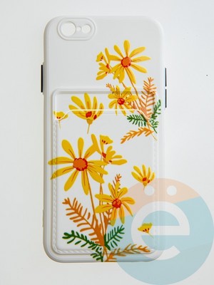 Накладка силиконовая Summer с кардхолдером для Apple iPhone 6/6S бежевая - фото 58934