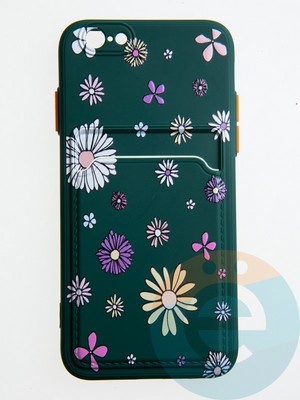 Накладка силиконовая Summer с кардхолдером для Apple iPhone 6/6S зеленая - фото 58936