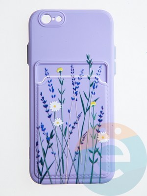 Накладка силиконовая Summer с кардхолдером для Apple iPhone 6/6S сиреневая - фото 58940