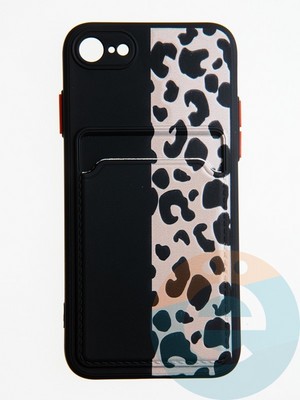Накладка силиконовая Summer с кардхолдером для Apple iPhone 7/8/SE 2020 черная - фото 58953