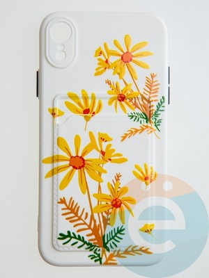 Накладка силиконовая Summer с кардхолдером для Apple iPhone XR бежевая - фото 58963