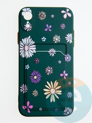 Накладка силиконовая Summer с кардхолдером для Apple iPhone XR зеленая - фото 58965