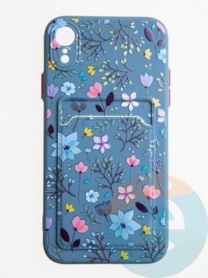 Накладка силиконовая Summer с кардхолдером для Apple iPhone XR синяя - фото 58970