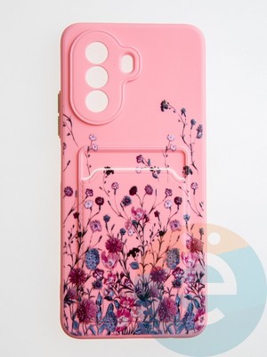 Накладка силиконовая Summer с кардхолдером для Huawei Nova Y70 розовая - фото 58992