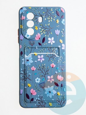 Накладка силиконовая Summer с кардхолдером для Huawei Nova Y70 синяя - фото 58993