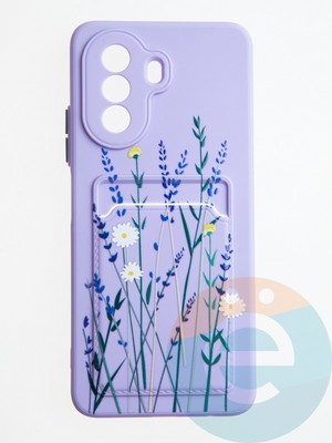Накладка силиконовая Summer с кардхолдером для Huawei Nova Y70 сиреневая - фото 58994