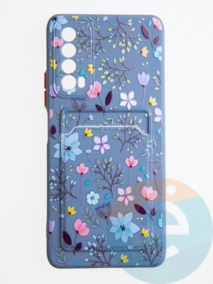 Накладка силиконовая Summer с кардхолдером для Huawei P Smart 2021 синяя - фото 59003