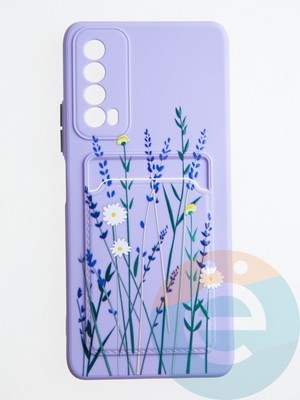 Накладка силиконовая Summer с кардхолдером для Huawei P Smart 2021 сиреневая - фото 59004