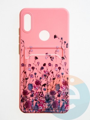 Накладка силиконовая Summer с кардхолдером для Huawei Y6 2019/Honor 8A розовая - фото 59034