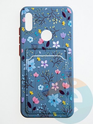 Накладка силиконовая Summer с кардхолдером для Huawei Y6 2019/Honor 8A синяя - фото 59036