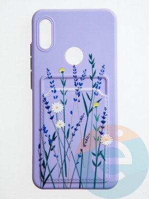 Накладка силиконовая Summer с кардхолдером для Huawei Y6 2019/Honor 8A сиреневая - фото 59038