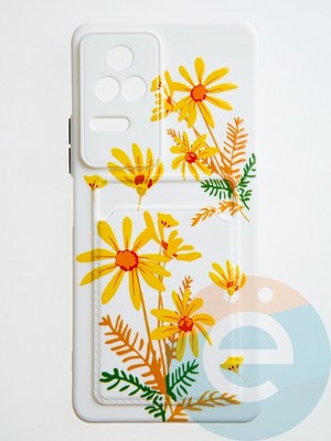 Накладка силиконовая Summer с кардхолдером для Poco F4 бежевая - фото 59041