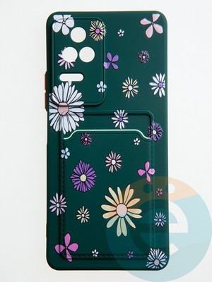 Накладка силиконовая Summer с кардхолдером для Poco F4 зеленая - фото 59043