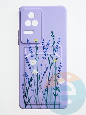 Накладка силиконовая Summer с кардхолдером для Poco F4 сиреневая - фото 59046