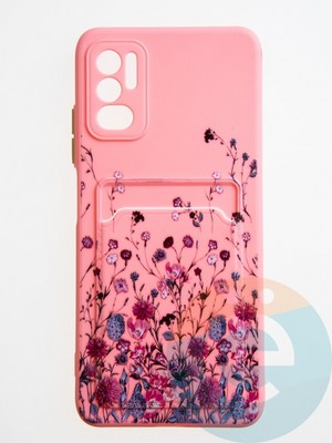 Накладка силиконовая Summer с кардхолдером для Poco M3 Pro/Redmi Note 10 5G розовая - фото 59051