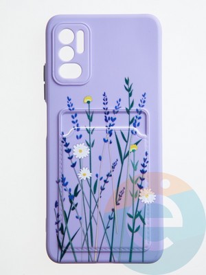 Накладка силиконовая Summer с кардхолдером для Poco M3 Pro/Redmi Note 10 5G сиреневая - фото 59054