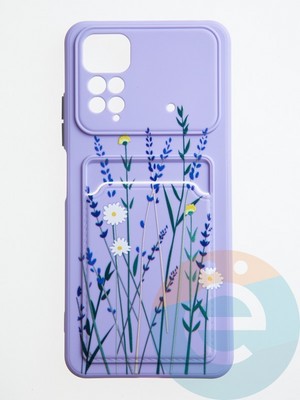 Накладка силиконовая Summer с кардхолдером для Poco M4 Pro 4G сиреневая - фото 59061