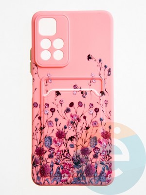 Накладка силиконовая Summer с кардхолдером для Poco M4 Pro 5G розовая - фото 59067