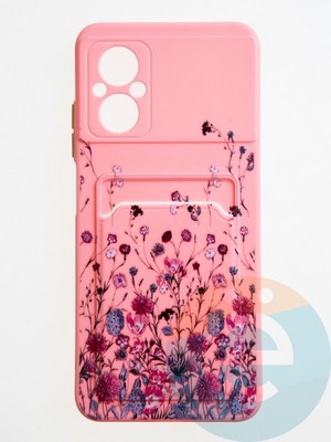 Накладка силиконовая Summer с кардхолдером для Poco M5 розовая - фото 59073