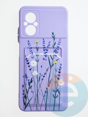 Накладка силиконовая Summer с кардхолдером для Poco M5 сиреневая - фото 59075
