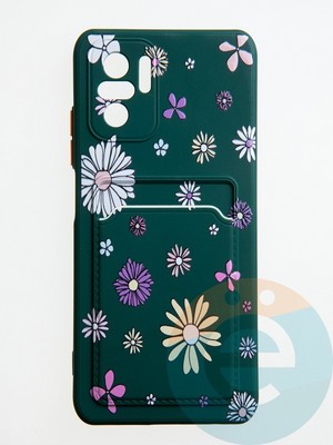 Накладка силиконовая Summer с кардхолдером для Poco M5S/Redmi Note 10 4G/10S зеленая - фото 59078