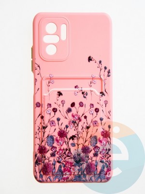 Накладка силиконовая Summer с кардхолдером для Poco M5S/Redmi Note 10 4G/10S розовая - фото 59079