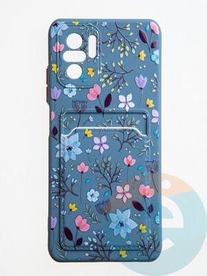 Накладка силиконовая Summer с кардхолдером для Poco M5S/Redmi Note 10 4G/10S синяя - фото 59080