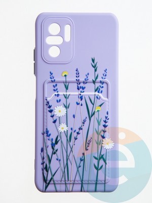 Накладка силиконовая Summer с кардхолдером для Poco M5S/Redmi Note 10 4G/10S сиреневая - фото 59081