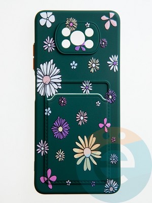 Накладка силиконовая Summer с кардхолдером для Poco X3/X3 Pro зеленая - фото 59084