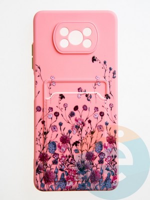 Накладка силиконовая Summer с кардхолдером для Poco X3/X3 Pro розовая - фото 59086
