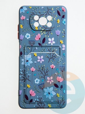 Накладка силиконовая Summer с кардхолдером для Poco X3/X3 Pro синяя - фото 59087