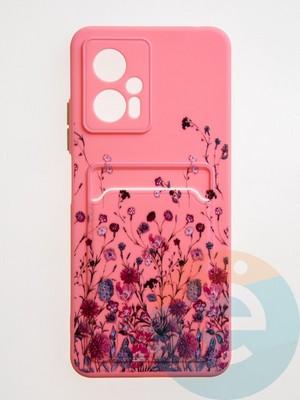 Накладка силиконовая Summer с кардхолдером для Poco X4 GT розовая - фото 59098