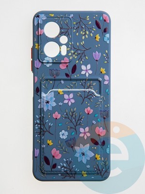 Накладка силиконовая Summer с кардхолдером для Poco X4 GT синяя - фото 59101