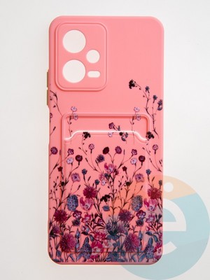 Накладка силиконовая Summer с кардхолдером для Poco X5 розовая - фото 59131