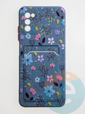 Накладка силиконовая Summer с кардхолдером для Samsung Galaxy A03S синяя - фото 59151