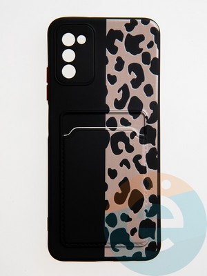 Накладка силиконовая Summer с кардхолдером для Samsung Galaxy A03S черная - фото 59153