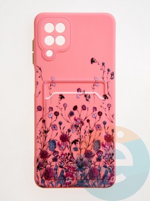 Накладка силиконовая Summer с кардхолдером для Samsung Galaxy A12 розовая - фото 59169