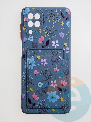 Накладка силиконовая Summer с кардхолдером для Samsung Galaxy A12 синяя - фото 59171