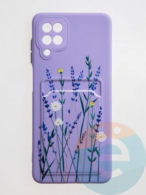 Накладка силиконовая Summer с кардхолдером для Samsung Galaxy A12 сиреневая - фото 59174